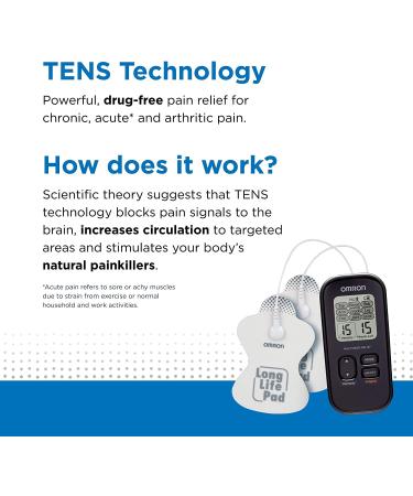 OMRON Max Power Relief TENS Unit for Drug-Free Pain Relief - Muscle Stimulator for Back, Arm, Shoulder, Leg, Foot, Arthritis Pain - Simulated Massage Therapy (PM500) - Buy Online on GoSupps.com