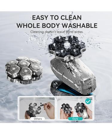 Head Shaver kensen Upgrade Head Shavers for Bald Men Electric Rotary Head Shaver with Beard Nose Hair Trimmer Wet/Dry Waterproof Rechargeable Mens Grooming Kit LED Display Gift Travel Case Silver - Buy Online on GoSupps.com