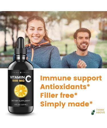 Think Above High Dose Liquid Vitamin C Drops 500mg - Non GMO Liquid Supplement for Adults and Kids - 4 Fl Oz - Buy Online on GoSupps.com