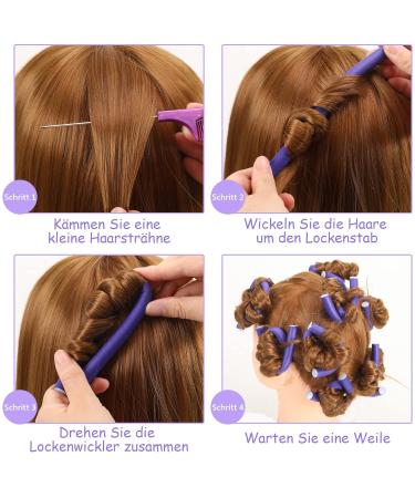 40 Flexible Papilotten Curly Hair Winders - Heat-Free Foam Curlers for All Hair Lengths (Violet) - Buy Online on GoSupps.com