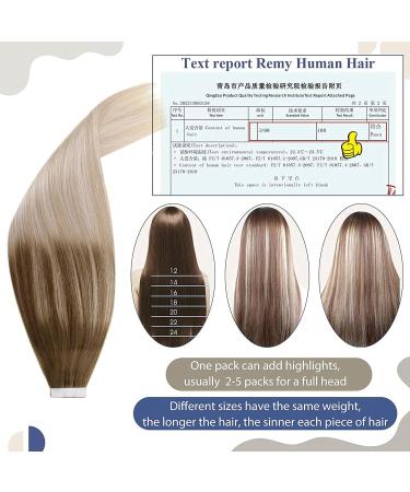 LAAVOO Balayage Tape in Hair Extensions 18 inch Light Brown to Ash Blonde Mix Platinum Blonde 20pcs 50g Salon Quality Real Human Hair - 18'' Tape-8/18/60 - Buy Online on GoSupps.com