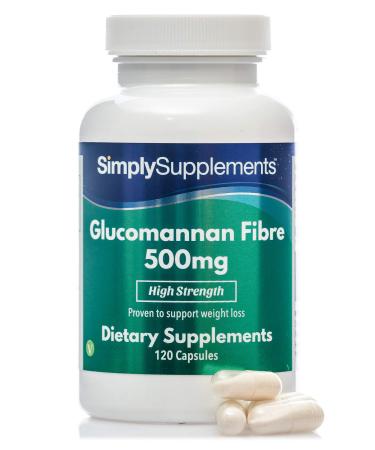 Glucomannan Capsules 500mg | Popular Appetite Suppressant Supplement for Weight Loss | Vegan & Vegetarian Friendly | 120 Capsules | Vegetarian Safe | Manufactured in The UK