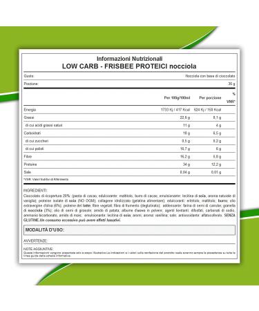  WHY NATURE WHY NATURE LOW CARB PROTEIN FRISBEE - Chocolate-based protein biscuits - Gluten-free for a protein-rich breakfast - Hazelnut flavor - 36g - Buy Online on GoSupps.com