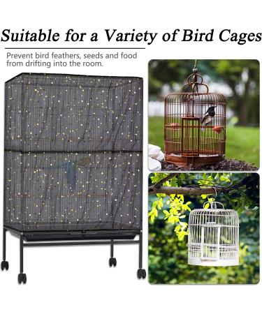 2Pcs Bird Cage Seed Catcher | Twinkle Star Universal Nylon Mesh Cover for Parakeet Round/Square Cage | Spring Hook | Black - Buy Online on GoSupps.com