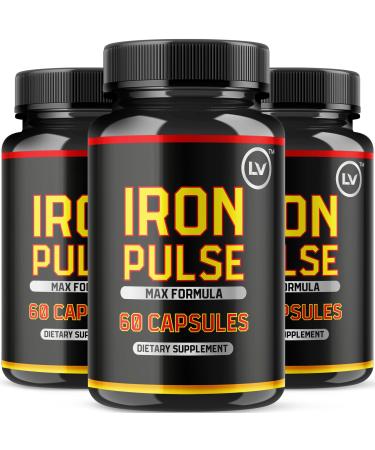 LIVORKA (3 Pack) IronPulse Capsules Iron Pulse Capsules Max Formula IronPulse Max Support Capsules Iron Pulse Pills IronPulse Pills Iron Pulse Support Pills 180 Capsules for 3 Months