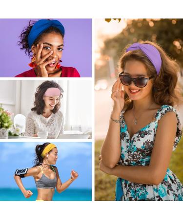 Feqo 18-Piece Elastic Hair Bands & Turbans for Women - Knot Headbands for Yoga Fitness & Sports | 18 Colors Available - Buy Online on GoSupps.com