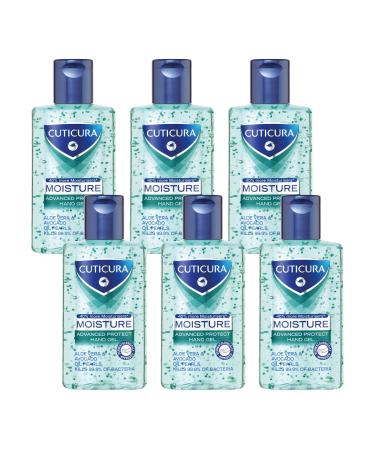 Cuticura Moisture Anti Bacterial Hand Gel 6x100ml | Quick Drying | Kills 99.9% Bacteria with Anti Viral Action | Personal & Commercial Use | Prevent the Spread of Germs