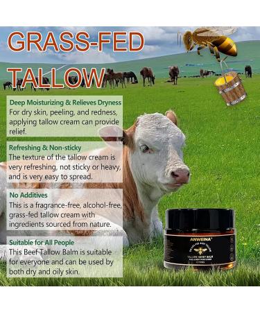  Lawqiny Beef skin balm beef and honey balm face and body cream 100% grass-fed beef tallow deeply nourishing face and body treatment absorbs - Buy Online on GoSupps.com