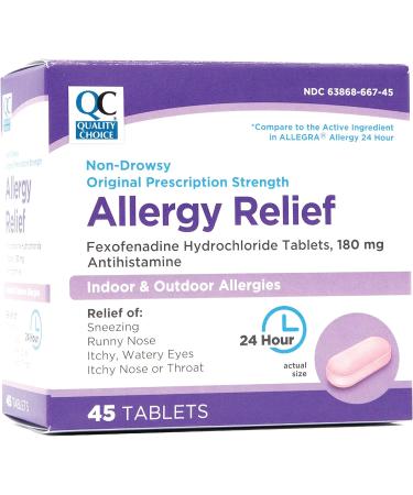 Quality Choice Fexofenadine HCl 180 Mg - 24-Hour Non-Drowsy Allergy Relief Antihistamine - 45 Tablets - Fast International Shipping - Buy Online on GoSupps.com