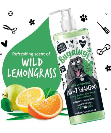 BUGALUGS Dog Shampoo All in 1 shampoo & conditioner dog grooming products for smelly dogs with Apple & Vanila fragrance best vegan pet puppy shampoo professional groom Shampoo 1x500ml - Buy Online on GoSupps.com