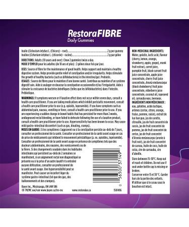 RestoraFIBRE Daily Prebiotic Fibre Gummies - Fibre Supplements For Men And Women Naturally Sourced Inulin Promotes Regularity And supports Healthy Digestive system Gentle Constipation Relief For Adults 140 Count - Buy Online on GoSupps.com