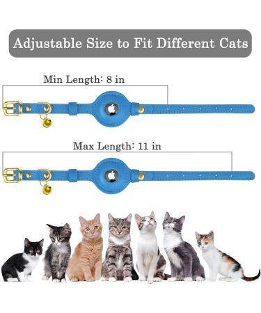 Oopsdoggy Leather Airtag Cat Collar with Bells - Durable GPS Pet Collar for Cats & Small Dogs in Blue - Buy Online on GoSupps.com