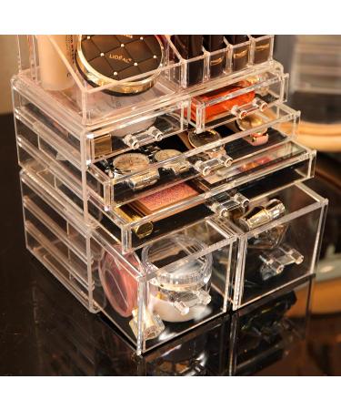 Cq acrylic Makeup Organizer Set - 3 Large Clear Cosmetic Display Cases with 6 Drawers for Vanity Storage - Buy Online on GoSupps.com