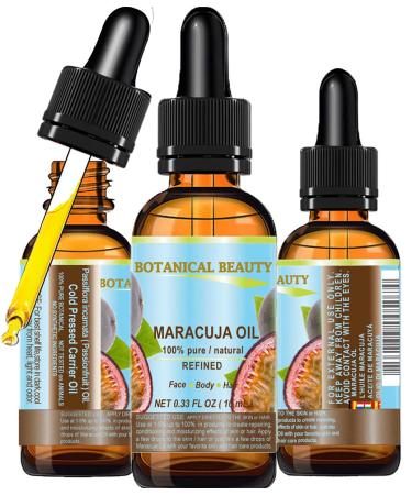 Botanical Beauty MARACUJA OIL 100% Pure Natural Cold Pressed Undiluted for Face Skin Hair Body Lip Nails 0.33 Fl Oz - 10 ml Rich in Vitamin C