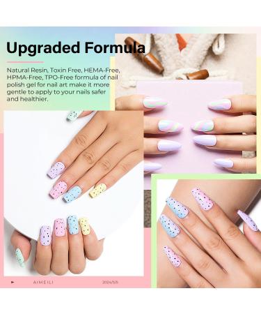 AIMEILI Easter Pastel Gel Nail Polish Set 8ml 12 Colours Spring Summer Pink Yellow Blue Purple Soak Off UV LED Gel Nail Polishes Nail Art Gel Polish Gift Kit 9 KIT12-9_8ML 0.67 ml (Pack of 12) - Buy Online on GoSupps.com