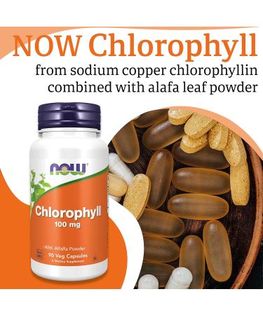 Now Foods Chlorophyll 100mg 90 Vegan Capsules - Lab Tested | Vegetable Minerals | Gluten & Soy Free | Vegetarian Friendly - Buy Online on GoSupps.com