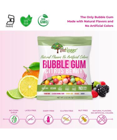Tree Hugger Bubble Gum - Citrus Berry Flavor, Natural, 12 Pack (2 oz each) - No Artificial Colors - Buy Online on GoSupps.com