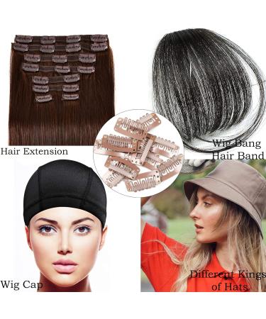 Metal Snap Clips for Hair Extensions - U-shape Wig Clips with Soft Rubber - Brown Hair Extension Clips for Easy DIY Styling - Buy Online on GoSupps.com