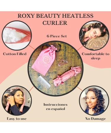 Roxy Beauty Soft Cotton Filled Satin Heatless Hair Curler - 6pc Set for Long or Short Hair - Rose Gold Color | Heatless Curls | TikTok Trend - Buy Online on GoSupps.com