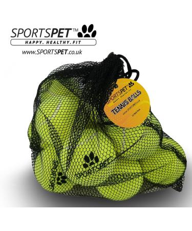 SPORTSPET Tennis Balls for Dogs - Extra Bouncy - Non Toxic - Durable - Long Lasting - Floats (12 Pack) (63.6mm) - Buy Online on GoSupps.com