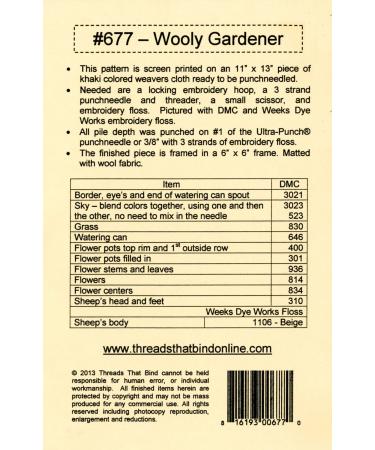 Wooly Gardener 677 Punch Needle Pattern - Threads That Bind Sheep Design - Buy Online on GoSupps.com