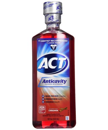 ACT Alcohol Free Anticavity Fluoride Rinse-Cinnamon 18 Fl Oz (Pack of 2)