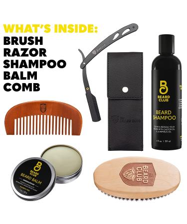 The Beard Club PT45 Trimmer Deluxe Kit - Premium Beard Grooming Set with Cordless Trimmer, Straight Edge Razor, Shampoo, Brush, Comb, and Sandalwood Balm - Buy Online on GoSupps.com