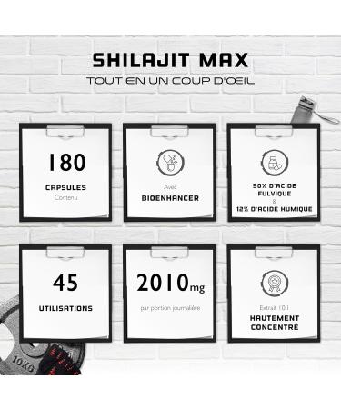 Mumijo Shilajit Max - 180 Capsules - Strong Extract: 2000 mg per daily serving - 50% Fulvic Acid + 12% Humic Acid + Bioenhancer - Original Himalayan Extract 10:1 - Vegan - Buy Online on GoSupps.com
