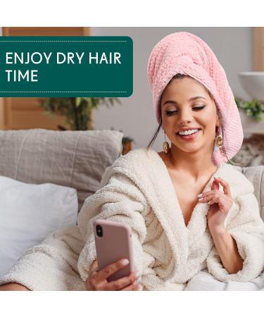 3 Pack Microfiber Hair Towel Set - Absorbent Hair Turban for Quick Drying - Ideal for Women & Men with Long, Curly Hair - Pink, Green, White - Buy Online on GoSupps.com