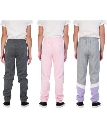 Hind 3-Pack Girls Sweatpants - Active Fleece Jogger Pants for Girls Athletics 14-16, Heather-Light Pink-Charcoal - Buy Online on GoSupps.com