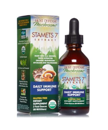 Host Defense  Stamets 7 Extract  Daily Immune Support  Mushroom Supplement with Lion s Mane and Reishi  Plain  2 fl oz 2 Fl Oz (Pack of 1)