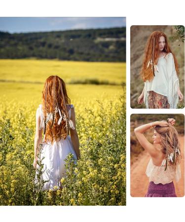 MWOOT 4Pcs Handmade Boho Feather Hair Clips for Women - Indian Style Hair Accessories for Halloween Party Costume - Buy Online on GoSupps.com