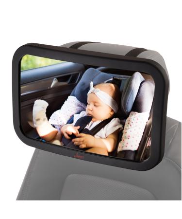 Lusso Gear Baby Backseat Mirror for Car - Largest and Most Stable Mirror with Premium Matte Finish Crystal Clear View of Infant in Rear Facing Car Seat - Secure and Shatterproof (Black)