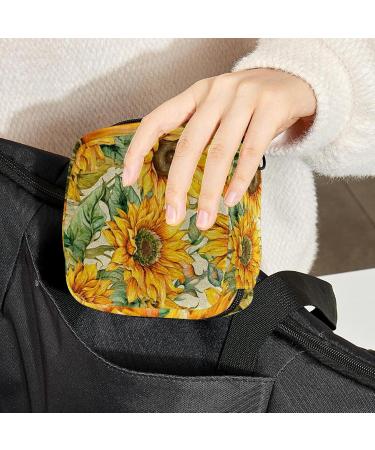 Blooming Sunflower Menstrual Pad & Cup Bag | Portable Zipper Pouch for Teen Girls & Women - Eco-Friendly & Stylish - Buy Online on GoSupps.com