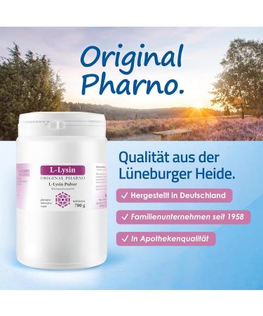  Original Pharno L-Lysine Powder 700g - 100% Pure Lysine Essential Amino Acid Highly Dosed Vegan Good Solubility & Tasteless - For Drinks & Smoothies Without Additives - Original Pharno - Buy Online on GoSupps.com