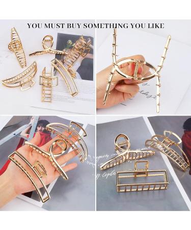 Jaciya 6 Pack Large Gold Metal Hair Claw Clips for Thick Hair - Stylish Butterfly Claw Hair Clips Accessory Set - Buy Online on GoSupps.com