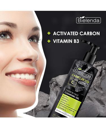 Bielenda Carbo Detox - Purifies With Detoxifying Effect - Removes Make-Up And Excess Sebum - Mattifies And Refreshes The Skin - Carbo Detox Carbon Face Cleansing Gel For Mixed And Oily Skin - 195g - Buy Online on GoSupps.com