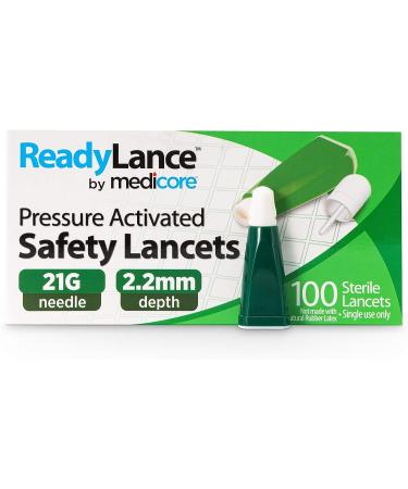 ReadyLance Pressure Activated Safety Lancets 21Gx2.2MM - 100 Green Lancets - Buy Online on GoSupps.com