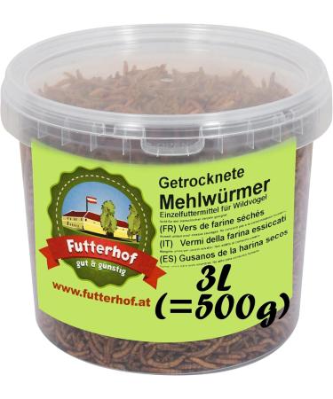 Premium Futterhof Dried Mealworms 3L Bucket (500g) - High-Quality Protein Source for Birds | International Shipping - Buy Online on GoSupps.com