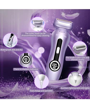 Women's Electric Shaver - Rechargeable Trimmer for Bikini, Legs, Underarms - Cordless Wet/Dry Use - Purple - Buy Online on GoSupps.com