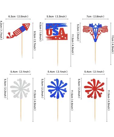 Ercadio 36 Pack Independence Day Cupcake Toppers Firework Star USA Patriotic Cupcake Picks Happy 4th of July Cake Toppers American National Independence Day Theme Party Cake Decor Supplies Pattern 4 - Buy Online on GoSupps.com