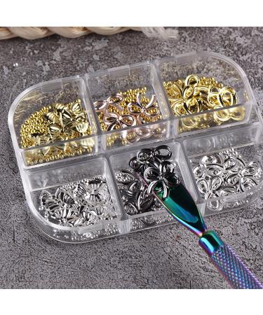 3D Bow Charms for Nails | Gold & Silver Nail Art Accessories | DIY Nail Decoration Supplies | Cute Metal Alloy Bowknot Rhinestones - Buy Online on GoSupps.com