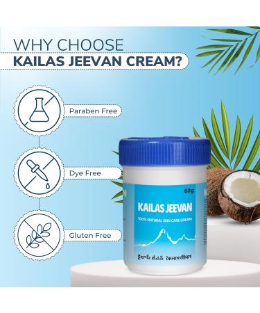 Kailas Jeevan Herbal & Natural Skincare Cream - 100% Natural Face Cream Chemical-Free Cream Skin Moisturizing Cream Cracked Heels & Skin Soothing Cream Skin Nourishing & Hydrating - 60g (1 Pack) 2 Ounce (Pack of 1) - Buy Online on GoSupps.com