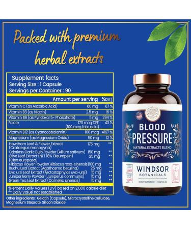 Blood Pressure Support Supplement - Green Tea Hibiscus Hawthorn Garlic - Blood Pressure Vitamin Mineral and Activated Naturals - 3 Month Supply 90 Capsules - Buy Online on GoSupps.com