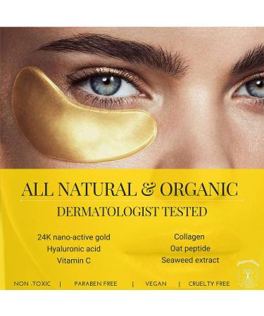 Under Eye Patches & Masks (18 Pairs) - Natural Anti-Aging Treatment for Bags, Puffiness, Wrinkles, Dark Circles - 24K Gold, Collagen, Hyaluronic Acid - San Francisco Formulated - Buy Online on GoSupps.com