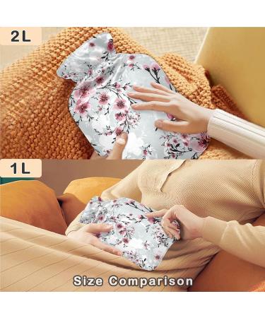 NAANLE Cherry Blossom Hot Water Bottle - 2L Transparent Heat Bottle for Back Pain Relief & Cold Therapy - Hand & Foot Warmer - Buy Online on GoSupps.com