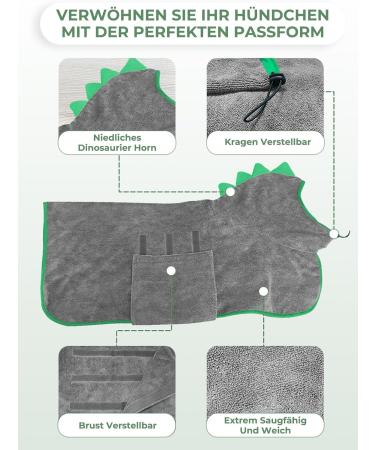 Quick Drying Dog Bathrobe | Adjustable Microfiber Towel for Large & Medium Dogs - Bibykivn Gray Green S - Buy Online on GoSupps.com