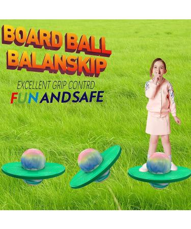FURTHERNEXT Pogo Ball for Kids & Adults | Up to 160 lb | Bounce Board with Air Pump | Sturdy Deck | Exercise Toy for Children Over 6 | Good Gift (Multi-Green) - Buy Online on GoSupps.com