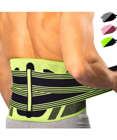 Back bandage for men & women - back support belt for work and sports - Support of the lower back at sciatica herniated disc scoliosis & back pain (XL green) XL green