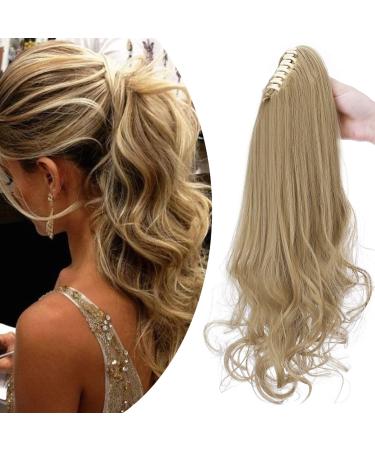 Ponytail extension ponytail braid with clip hair parts hair extension hair pace hair heat resistant (smooth+wavy) like real hair 18 "(45cm) mid -blonde 45 cm medium blonde